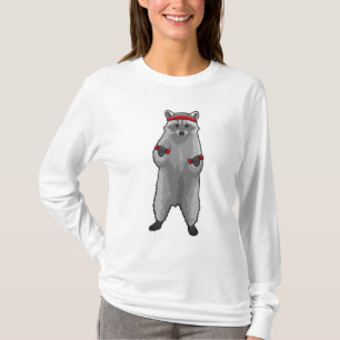 Racoon an der Fitness mit Dumbells T-Shirt