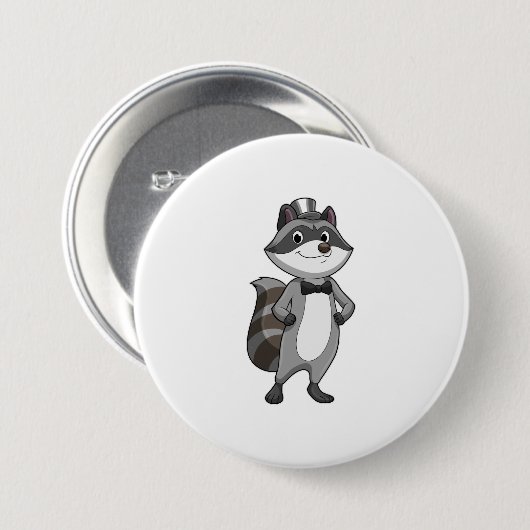 Racoon as Groom mit Krawatte Button (Vorne & Hinten)