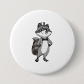 Racoon as Groom mit Krawatte Button (Vorderseite)