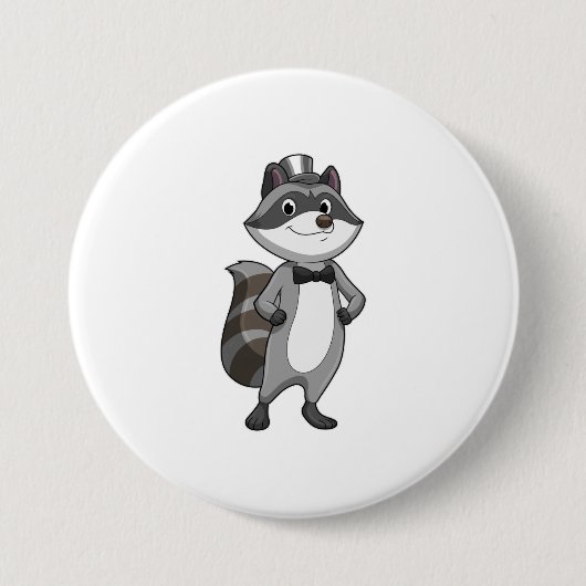 Racoon as Groom mit Krawatte Button (Vorderseite)