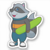 Racoon as Snowboarder with Snowboard Aufkleber (Vorderseite)