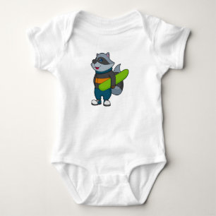 Racoon as Snowboarder with Snowboard Baby Strampler