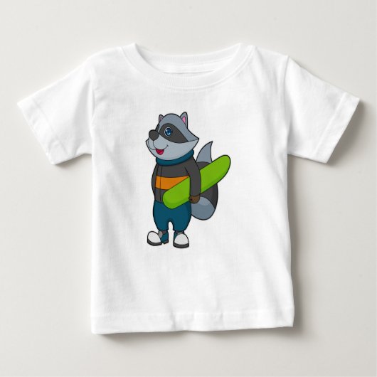 Racoon as Snowboarder with Snowboard Baby T-shirt (Vorderseite)