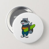 Racoon as Snowboarder with Snowboard Button (Vorne & Hinten)