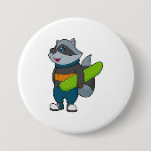 Racoon as Snowboarder with Snowboard Button (Vorderseite)
