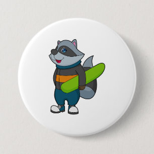 Racoon as Snowboarder with Snowboard Button