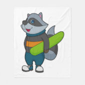 Racoon as Snowboarder with Snowboard Fleecedecke (Vorderseite)