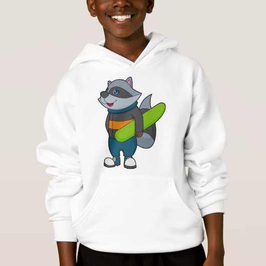 Racoon as Snowboarder with Snowboard Hoodie (Vorderseite)