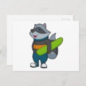 Racoon as Snowboarder with Snowboard Postkarte (Vorne/Hinten)
