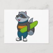Racoon as Snowboarder with Snowboard Postkarte (Vorderseite)