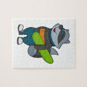 Racoon as Snowboarder with Snowboard Puzzle (Horizontal)