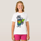 Racoon as Snowboarder with Snowboard T-Shirt (Vorne ganz)