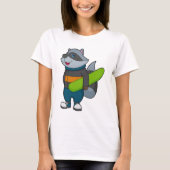 Racoon as Snowboarder with Snowboard T-Shirt (Vorderseite)