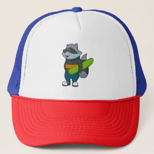 Racoon as Snowboarder with Snowboard Truckerkappe