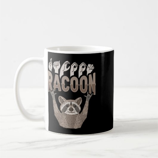 Racoon Asl Hand Gesture Deaf Gehörlose Ausblicke Kaffeetasse (Links)