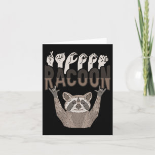 Racoon Asl Hand Gesture Deaf Gehörlose Ausblicke Karte