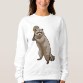 Racoon at Tennis with Tennis racket Sweatshirt (Vorderseite)