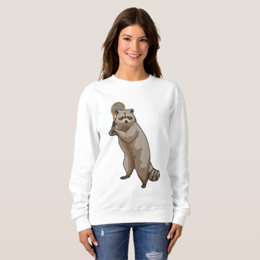 Racoon at Tennis with Tennis racket Sweatshirt (Vorne ganz)