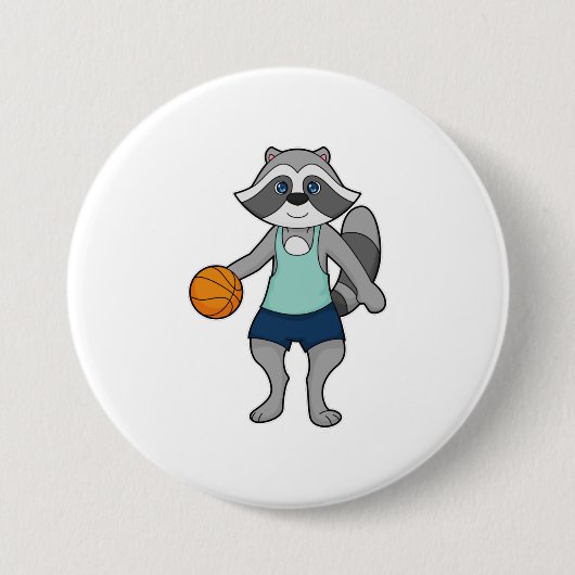 Racoon Basketball-Spieler Basketball Button (Vorderseite)