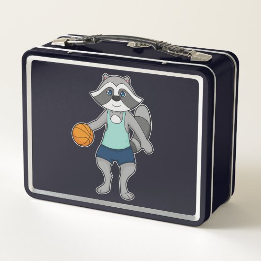 Racoon Basketball-Spieler Basketball Metall Brotdose (Rückseite)