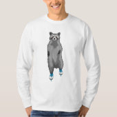Racoon bei Ice Skaten mit Ice-Skaten T-Shirt (Vorderseite)