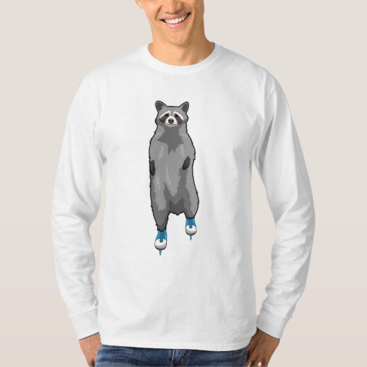 Racoon bei Ice Skaten mit Ice-Skaten T-Shirt (Vorderseite)