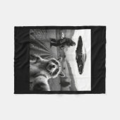 Racoon Bigfoot Selfie Ufo Funny Racoon Alien Bigfo Fleecedecke (Vorderseite (Horizontal))