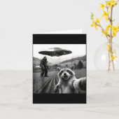 Racoon Bigfoot Selfie Ufo Funny Racoon Alien Bigfo Karte (Gelbe Blume)