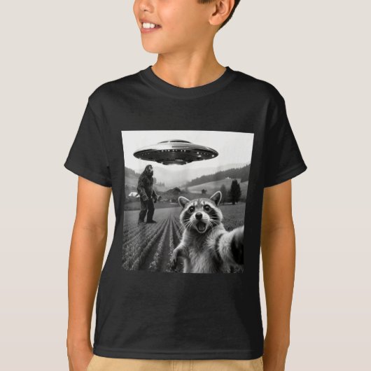 Racoon Bigfoot Selfie Ufo Funny Racoon Alien Bigfo T-Shirt (Vorderseite)