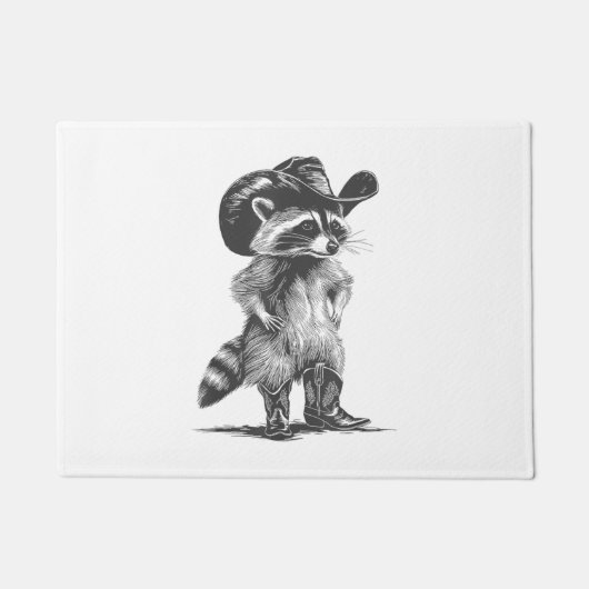 Racoon Cowboy Funny Racoon Grafik Männer Frauen Fußmatte (Vorderseite)