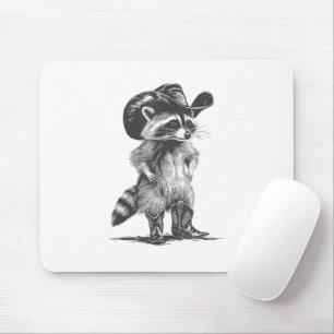 Racoon Cowboy Funny Racoon Grafik Männer Frauen Mousepad