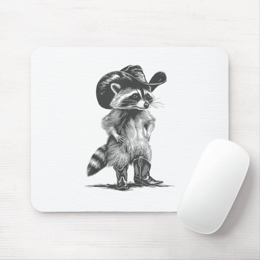Racoon Cowboy Funny Racoon Grafik Männer Frauen Mousepad (Mit Mouse)
