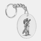 Racoon Cowboy Funny Racoon Grafik Männer Frauen Schlüsselanhänger (Vorderseite links)
