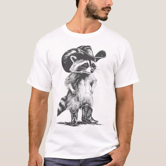 Racoon Cowboy Racoon Men Women T-Shirt (Vorderseite)