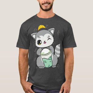 Racoon Drinks Boba für Bauarbeiter Premium T-Shirt