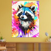 Racoon - farbenfrohe Racon Painting Trash Panda Leinwanddruck (Insitu (Wohnzimmer))