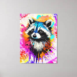 Racoon - farbenfrohe Racon Painting Trash Panda Leinwanddruck