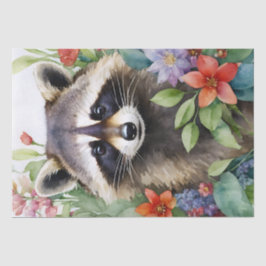 Racoon Floral Watercolor Artwork Seidenpapier