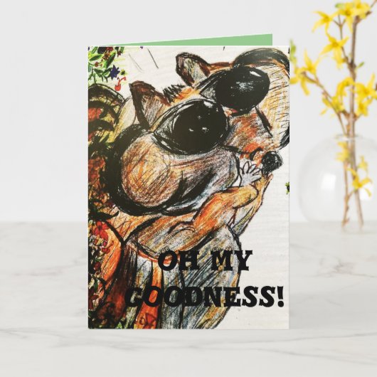 Racoon-Geburtstagskind Karte (Gelbe Blume)