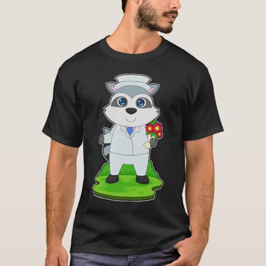 Racoon-Haufen Blume Hochzeit T-Shirt (Vorderseite)