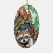 Racoon im Baum-Loch mit Eichhörnchen Keramikornament (Rechts)