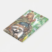 Racoon im Baum-Loch mit Eichhörnchen Post-it Klebezettel (angewinkelt)