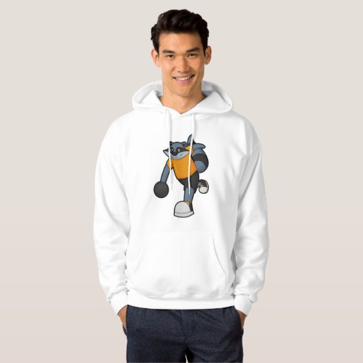Racoon im Bowling mit Bowlingball Hoodie (Vorne ganz)