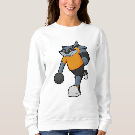 Racoon im Bowling mit Bowlingball Sweatshirt (Vorderseite)