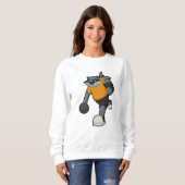Racoon im Bowling mit Bowlingball Sweatshirt (Vorne ganz)