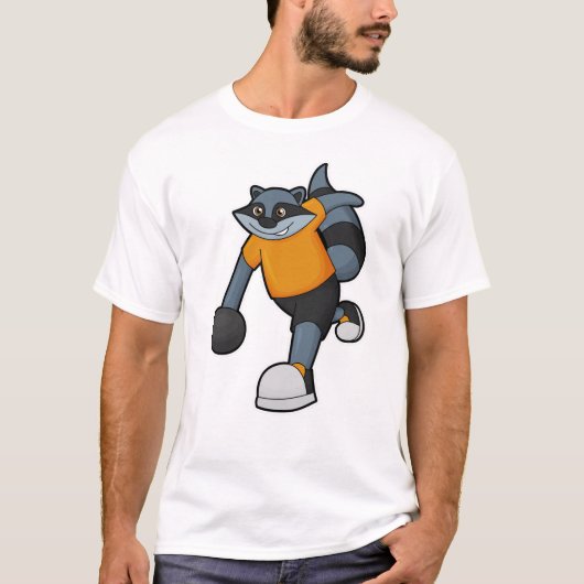 Racoon im Bowling mit Bowlingball T-Shirt (Vorderseite)