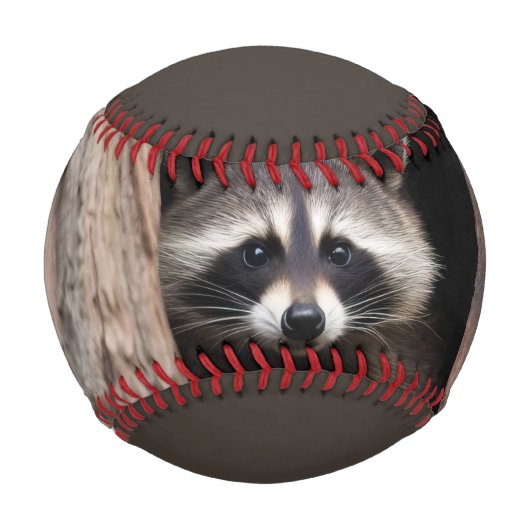 Racoon in der Baumhöhle Baseball (Vorderseite)