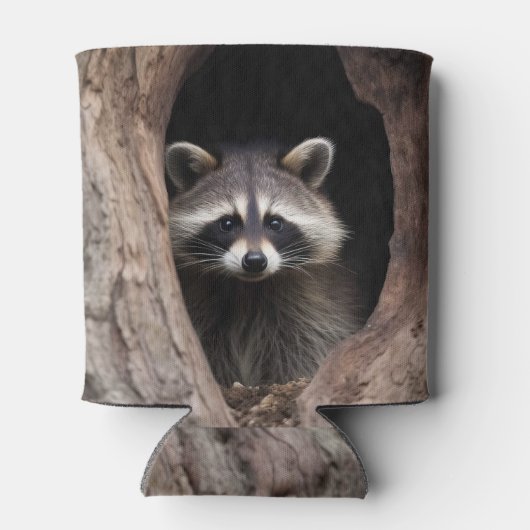 Racoon in der Baumhöhle Dosenkühler (Rückseite)