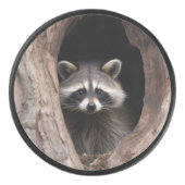 Racoon in der Baumhöhle Eishockey Puck (Vorderseite)