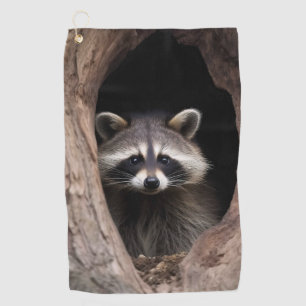 Racoon in der Baumhöhle Golfhandtuch